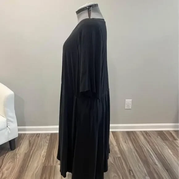 6X Torrid Dress Short Sleeve Black (Length 40”-44”, Longer Toward Sides) (C3894) - Picture 4 of 6